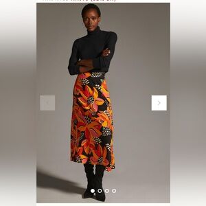 Farm Rio x Anthropologie Slip Midi Skirt, Size XS.